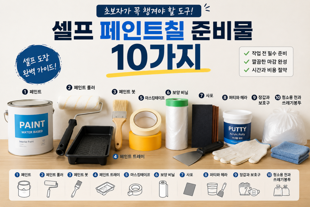 셀프 페인트칠 준비물 10가지 초보자 필수 도구
