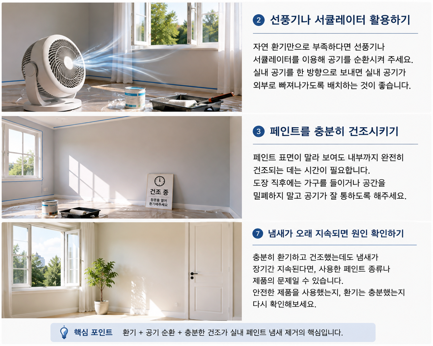 실내 페인트 냄새 제거를 위한 환기와 건조 방법