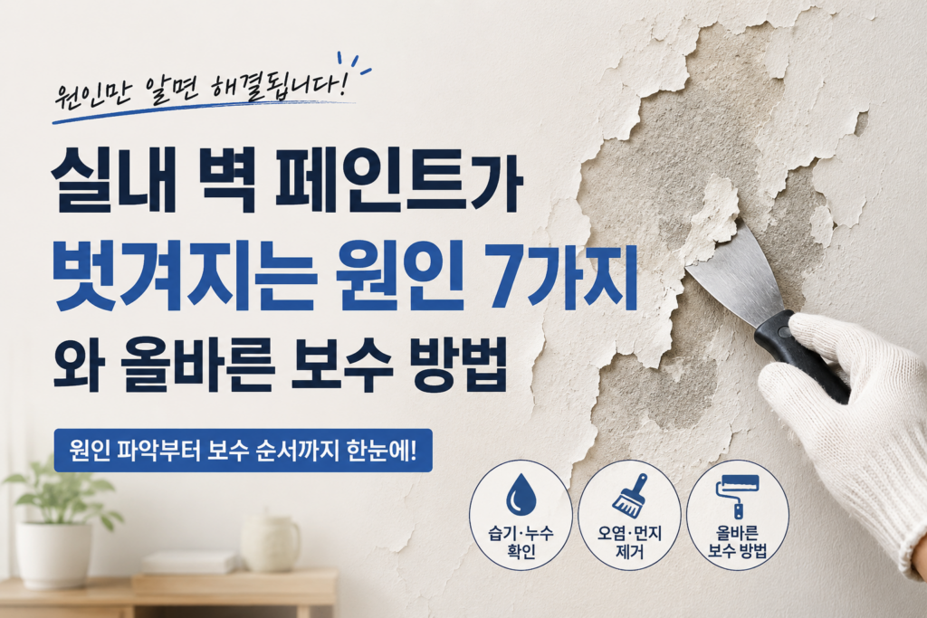 실내 벽 페인트 벗겨짐 원인과 보수 방법