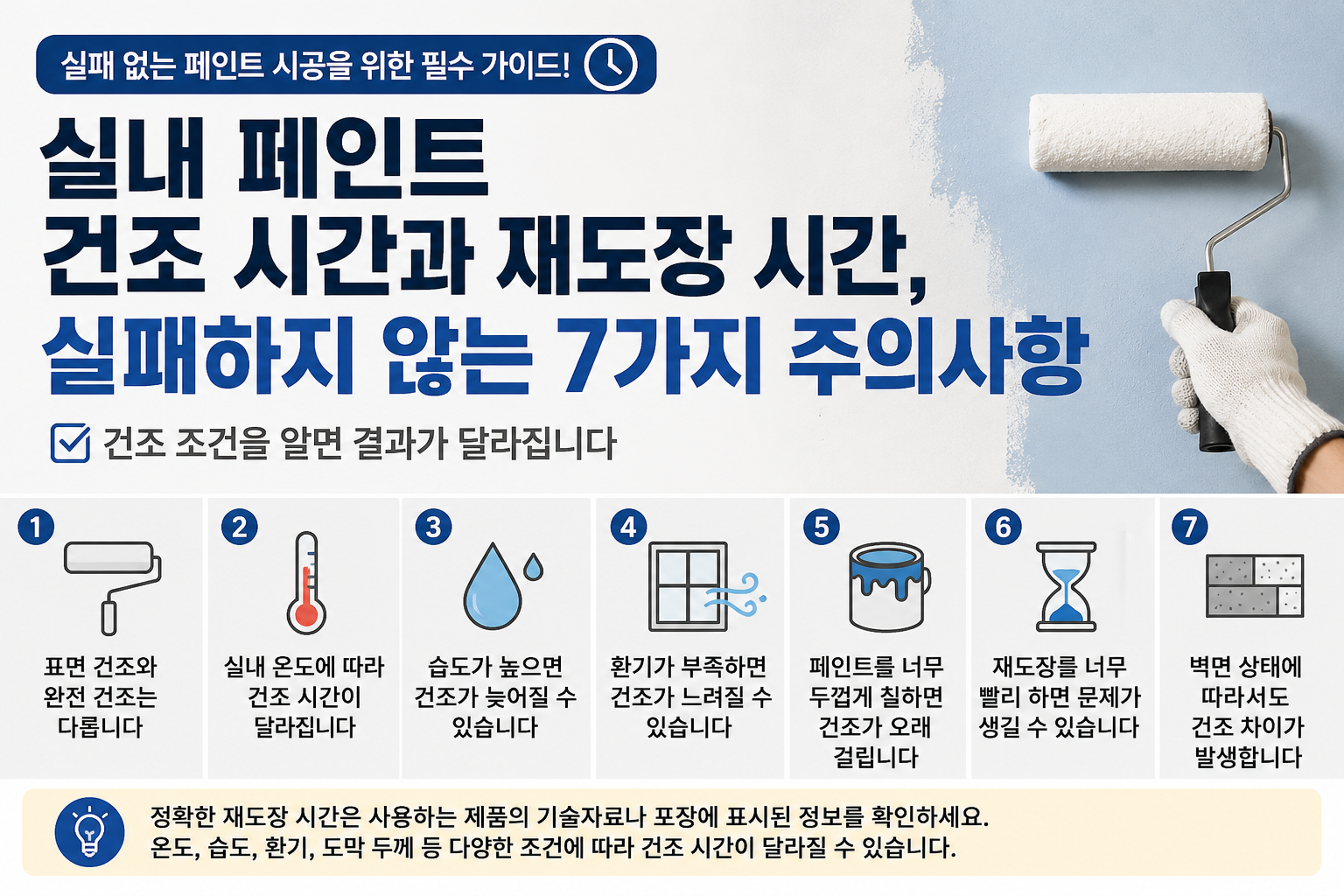실내 페인트 건조 시간과 재도장 시간, 실패하지 않는 7가지 주의사항